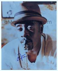 7f138 DON CHEADLE signed color repro 8x10 '01 heavy-lidded close portrait playing saxophone!