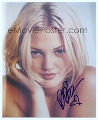 7f140 DREW BARRYMORE signed color repro 8x10 '01 great super close topless portrait!