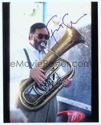 7f147 FRANCIS FORD COPPOLA signed color repro 8x10 '00 great full-length close up playing tuba!