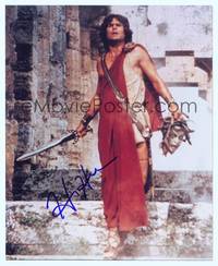 7f152 HARRY HAMLIN signed color repro 8x10 '00s with sword & Medusa head from Clash of the Titans!