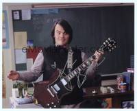 7f155 JACK BLACK signed color repro 8x10 '04 great c/u with guitar from School of Rock!
