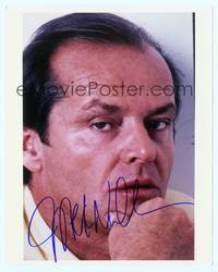 7f156 JACK NICHOLSON signed color repro 8x10 '00s great close up with hand resting on chin!