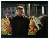 7f164 JIM BROADBENT signed color repro 8x10 '02 great close up holding bags of groceries!