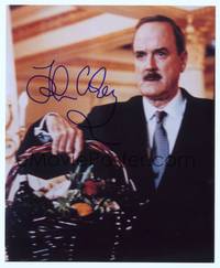 7f169 JOHN CLEESE signed color repro 8x10 '00s great close up holding gift basket!