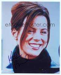 7f173 KATE BECKINSALE signed color repro 8x10 '02 great super close smiling portrait in turtleneck!