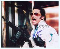 7f183 KURT RUSSELL signed color repro 8x10 '02 great portrait in Elvis costume with machine gun!