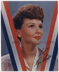 7f188 MARY MARTIN signed color repro 8x10 still '80s head & shoulders close up by red, white & blue!