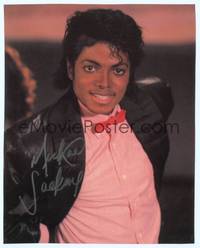 7f194 MICHAEL JACKSON signed color repro 8x10 still '80s young portrait from the Thriller era!