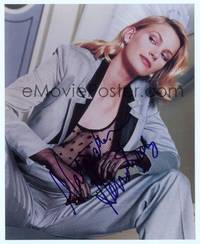 7f197 NATASHA HENSTRIDGE signed color repro 8x10 '00s sexy close up in suit & see-through shirt!