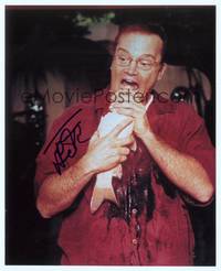 7f208 TOM ARNOLD signed color repro 8x10 '03 outrageous close up eating entire live fish!