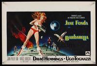 7g289 BARBARELLA Belgian '68 sexiest sci-fi art of Jane Fonda by Robert McGinnis, Roger Vadim