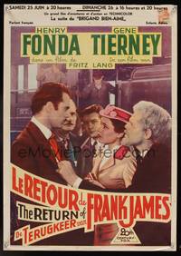 7g313 RETURN OF FRANK JAMES Belgian '40 different image of outlaw Henry Fonda, Fritz Lang