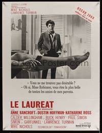 7g221 GRADUATE French 23x32 '68 classic image of Dustin Hoffman & Anne Bancroft's sexy leg!