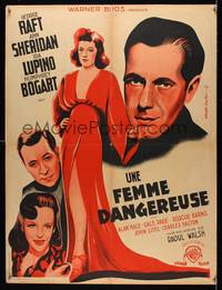 7g252 THEY DRIVE BY NIGHT French 24x31 '47 different art Bogart,Raft,Sheridan & Lupino by Daston