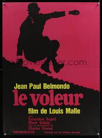 7g253 THIEF OF PARIS French 23x31 R70s Louis Malle, cool silhouette art of Jean-Paul Belmondo!