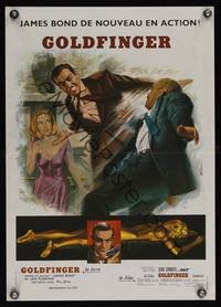 7g264 GOLDFINGER French 15x21 R70s different art of Sean Connery as James Bond 007 by Jean Mascii!