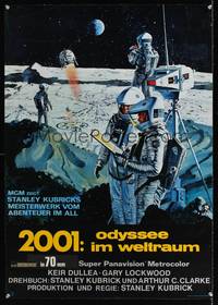 7g155 2001: A SPACE ODYSSEY German '68 Stanley Kubrick, art of astronauts on moon by Bob McCall!