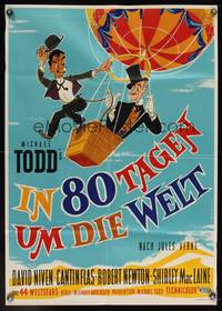 7g159 AROUND THE WORLD IN 80 DAYS German '56 art of David Niven & Cantinflas by Atelier Freytag!