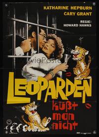 7g168 BRINGING UP BABY German '66 different art of Katharine Hepburn & Cary Grant in jail by Kede!