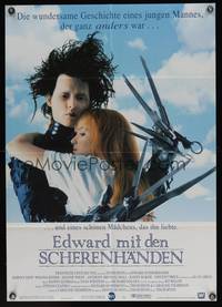 7g174 EDWARD SCISSORHANDS German '90 Tim Burton, best close up of Johnny Depp & Winona Ryder!