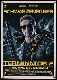7g433 TERMINATOR 2 Italian 1sh '91 different art of cyborg Arnold Schwarzenegger by Casaro!
