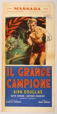 7g465 CHAMPION Italian locandina R58 different art of boxer Kirk Douglas by A. Cesselon!