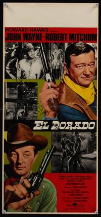 7g472 EL DORADO Italian locandina '67 John Wayne, Robert Mitchum, Howard Hawks