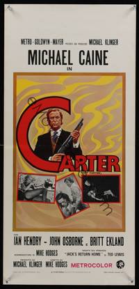 7g476 GET CARTER Italian locandina '71 different of Michael Caine holding shotgun!
