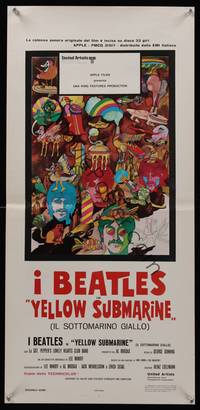 7g495 YELLOW SUBMARINE Italian locandina R70s psychedelic art of Beatles John, Paul, Ringo, George