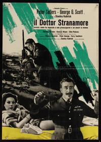 7g521 DR. STRANGELOVE Italian photobusta '64 Stanley Kubrick classic, Sellers helping crazy Hayden