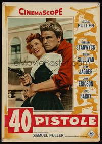 7g524 FORTY GUNS Italian photobusta '57 Samuel Fuller, c/u of John Ericson & Barbara Stanwyck!
