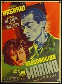 7g046 UNKNOWN MEN OF SAN MARINO Mexican poster '46 art of Anna Magnani & De Sica by Satora!