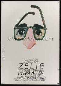 7g151 ZELIG Polish 27x38 '83 wacky Woody Allen mockumentary, best art by Wiktor Sadowski!