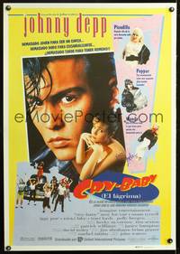 7g107 CRY-BABY signed Spanish '90 by Traci Lord, huge close up of Johnny Depp, Amy Locane