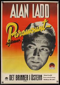 7g023 ALAN LADD Swedish '40s great close headshot of Paramount's top male star!
