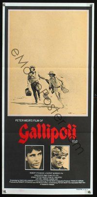 7h157 GALLIPOLI Aust daybill '81 Peter Weir, Mel Gibson & Mark Lee cross desert on foot!
