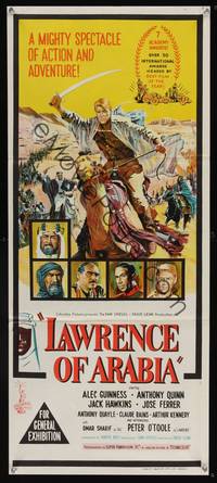 7h158 LAWRENCE OF ARABIA Aust daybill '63 David Lean classic starring Peter O'Toole!