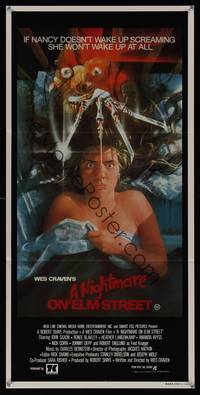 7h159 NIGHTMARE ON ELM STREET Aust daybill '84 Wes Craven classic, awesome Matthew horror art!
