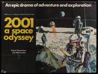 7h069 2001: A SPACE ODYSSEY British quad '68 Stanley Kubrick, art of astronauts in space by McCall