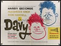 7h074 DAVY British quad '57 Ealing comedy, wacky artwork by Reginald Mount!