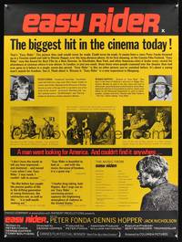 7h076 EASY RIDER vertical British quad '69 Peter Fonda, Dennis Hopper classic, completely different
