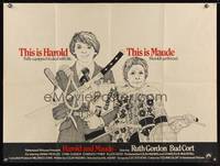 7h079 HAROLD & MAUDE British quad '71 Ruth Gordon, Bud Cort is equipped to deal with life!