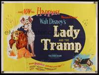 7h081 LADY & THE TRAMP British quad R60s Walt Disney romantic canine dog classic cartoon!