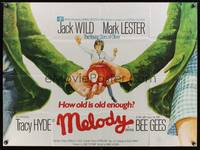 7h085 MELODY British quad '71 Mark Lester & Jack Wild, how old is old enough for your first love!