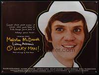 7h087 O LUCKY MAN British quad '73 close up of Malcolm McDowell, directed by Lindsay Anderson!