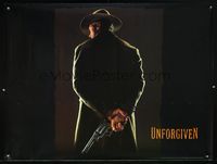 7h104 UNFORGIVEN British quad '92 classic image of gunslinger Clint Eastwood with his back turned!