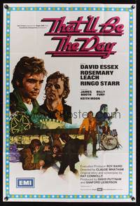 7h116 THAT'LL BE THE DAY English 1sh '73 art of rocker David Essex & Ringo Starr!