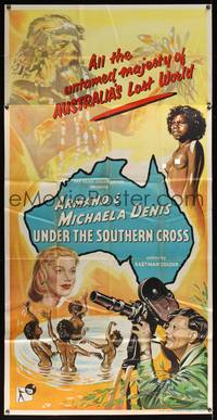 7h173 UNDER THE SOUTHERN CROSS English 3sh '55 Armand Denis, the untamed majesty of Australia!