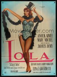 7h186 LOLA French 1p '61 Jacques Demy, full-length art of sexy Anouk Aimee by Jean Mascii!
