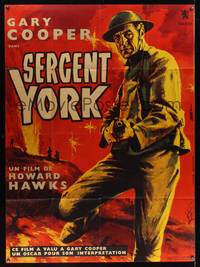 7h190 SERGEANT YORK French 1p R60s completely different art of Gary Cooper by Jean Mascii!